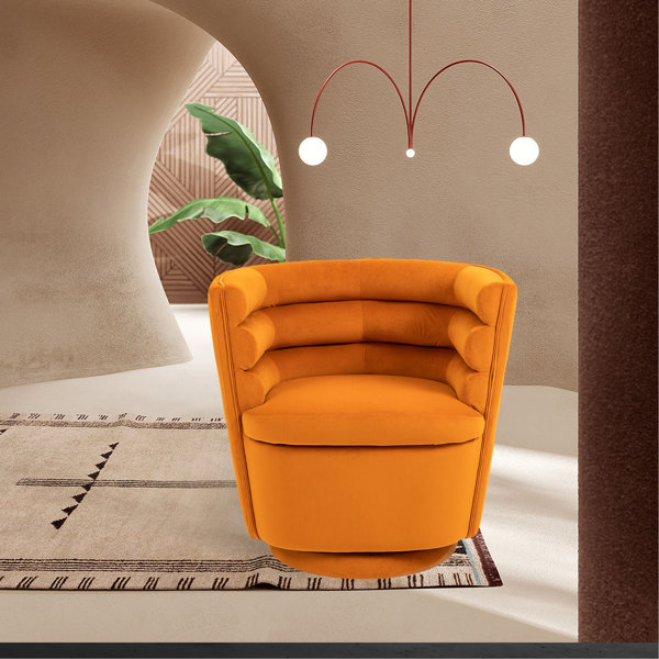 Mercer41 Masafumi Velvet Swivel Barrel Chair Wayfair Canada